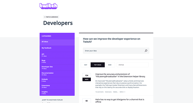 Support  Twitch Developers